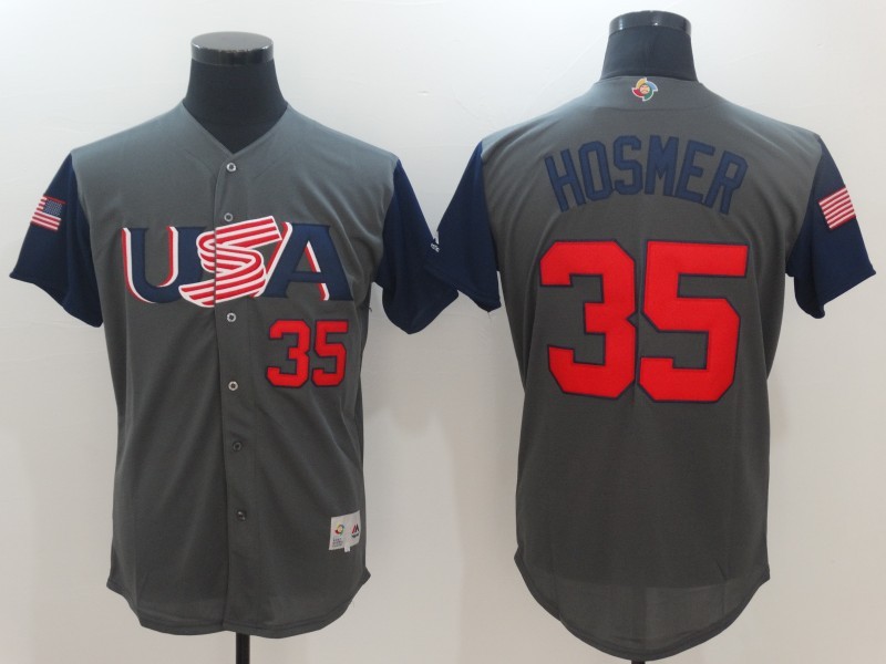 Men USA Baseball #35 Eric Hosmer Gray 2017 World Baseball Classic Authentic Jersey
